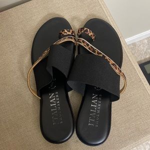 Black & Leopard Sandals 7.5